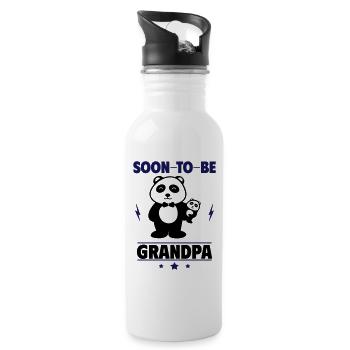 Bald Opa – Lustiges Panda-Motiv für werdende Opa - Trinkflasche mit integriertem Trinkhalm - Weiß - Rechts