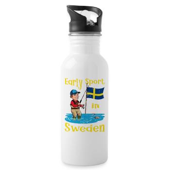 Early morning exercise in Sweden - Water bottle with straw - white - Right
