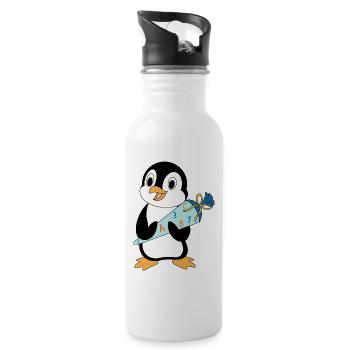 Pino mit blauer Schultüte - Trinkflasche mit integriertem Trinkhalm - Weiß - Rechts
