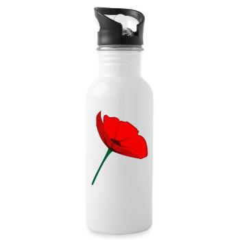 Minimalistische Rote Mohnblume – Elegante botanische Te - Trinkflasche mit integriertem Trinkhalm - Weiß - Rechts