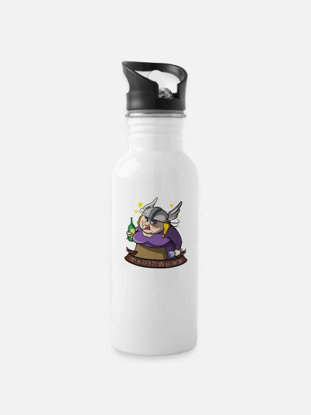 Wikinger Frau - Weekend Warrior - Trinkflasche mit integriertem Trinkhalm - Weiß
