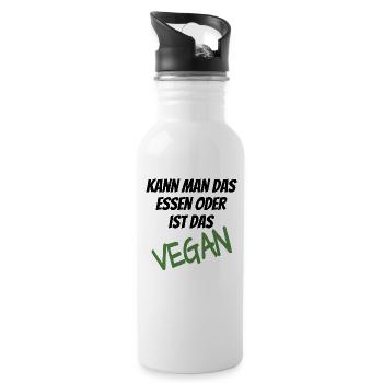 Kann man das essen oder ist das Vegan - Trinkflasche mit integriertem Trinkhalm - Weiß - Rechts