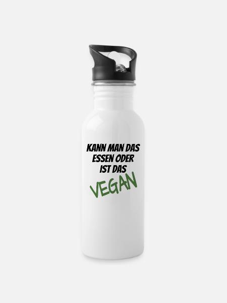 Kann man das essen oder ist das Vegan - Trinkflasche mit integriertem Trinkhalm - Weiß