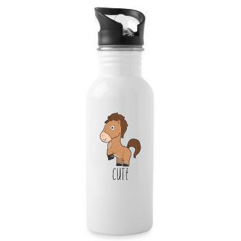 Süßes Pferd - Trinkflasche mit integriertem Trinkhalm - Weiß - Rechts