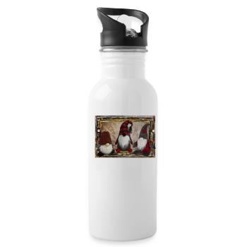 Scène de gnome de Noël - Gourde avec paille intégrée - blanc - Droite