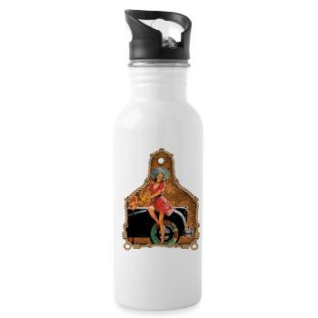 Leather Ear Tag with - Water bottle with straw - white - Right