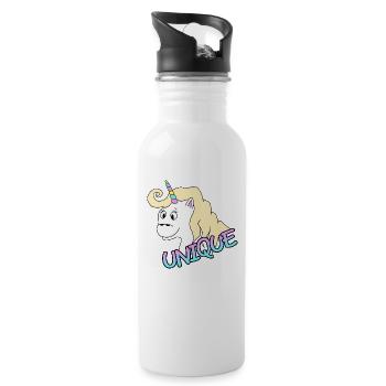 Unique Unicorn - Water bottle with straw - white - Right