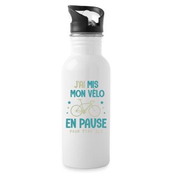Cadeau vélo velo Humour velos sport cycliste - Gourde avec paille intégrée - blanc - Droite