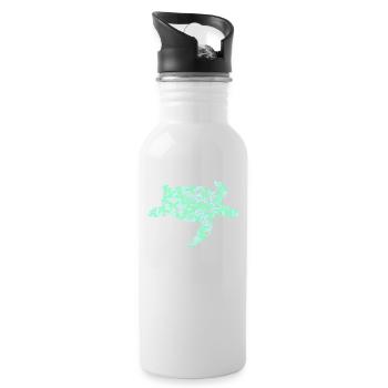 turquoise turtle - Water bottle with straw - white - Right