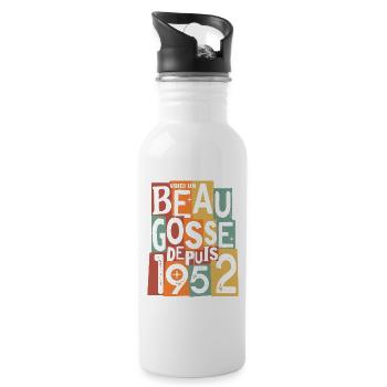 anniversaire 70 ans beau gosse - Gourde avec paille intégrée - blanc - Droite