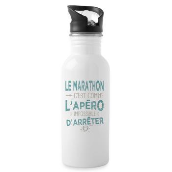 Le marathon c'est comme l'apéro Humour running - Gourde avec paille intégrée - blanc - Droite