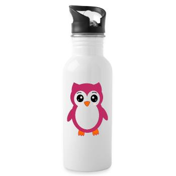 Cadeau de t-shirt hiboux kawaii mignons - Gourde avec paille intégrée - blanc - Droite