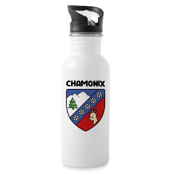 Wappen Mignon Chamonix Mont Blanc Haute Savoie - Trinkflasche mit integriertem Trinkhalm - Weiß - Rechts