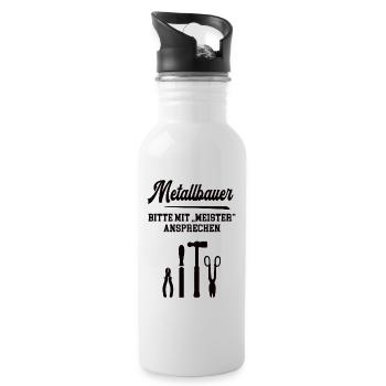 Metallbauer Meister Meisterabschluß Schlosser - Trinkflasche mit integriertem Trinkhalm - Weiß - Rechts