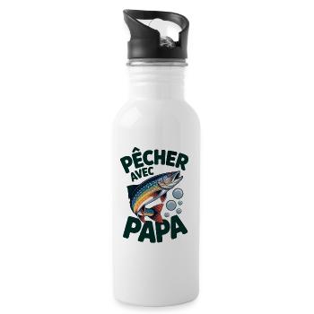 Pêcher avec papa, c'est le top. Une truite qui sau - Gourde avec paille intégrée - blanc - Droite