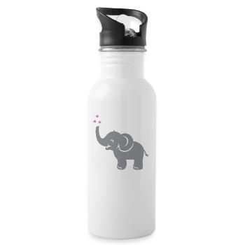 Funny bébé éléphant avec des coeurs - Gourde avec paille intégrée - blanc - Droite