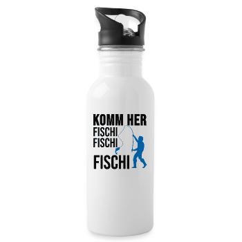 Angeln Shirt Angler Fischer Fisch Geschenk - Trinkflasche mit integriertem Trinkhalm - Weiß - Rechts