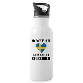 Cadeau Coeur Suède Stockholm Scandinavie - Gourde avec paille intégrée - blanc - Droite
