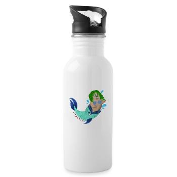 Poisson phoque animal drôle de sirène cadeau - Gourde avec paille intégrée - blanc - Droite