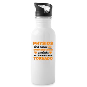 Physiotherapie Physiotherapeuten Physios Geschenk - Trinkflasche mit integriertem Trinkhalm - Weiß - Rechts