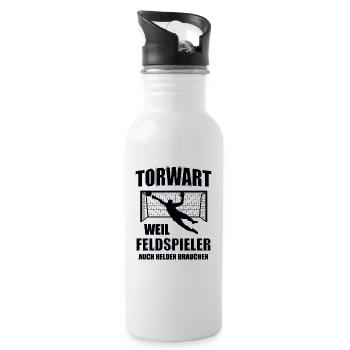 Fußball Torwart Torhüter Tormann Hüter Geschenk - Trinkflasche mit integriertem Trinkhalm - Weiß - Rechts
