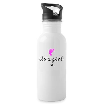 Genderreveal "Its a girl" - Trinkflasche mit integriertem Trinkhalm - Weiß - Rechts