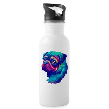 Mops - Trinkflasche mit integriertem Trinkhalm - Weiß - Rechts