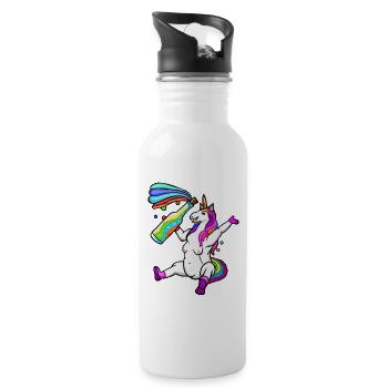 funny LGPT unicorn, colorful unicorn, rainbow - Water bottle with straw - white - Right