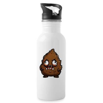 Funny Halloween Monster Poop Pile - Water bottle with straw - white - Right