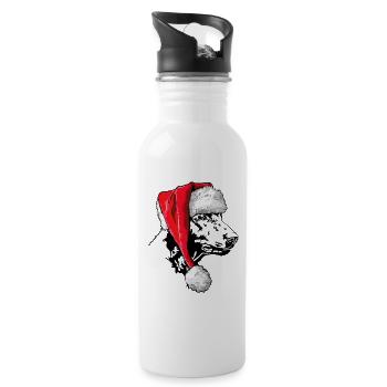 Santa Curly Coated Retriever Weihnachten Wilsigns - Trinkflasche mit integriertem Trinkhalm - Weiß - Rechts