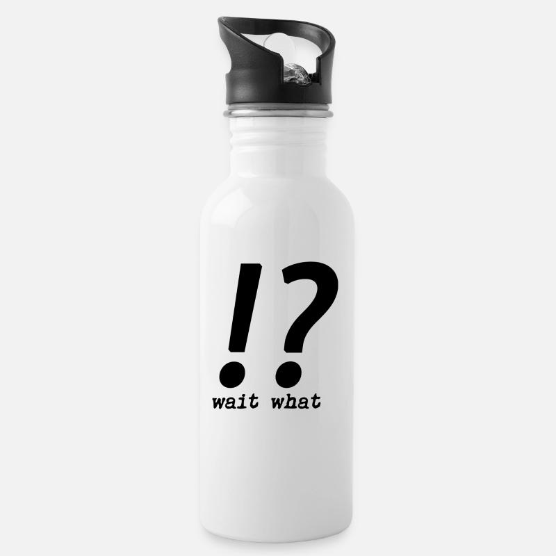Wie? - Trinkflasche mit integriertem Trinkhalm - Weiß