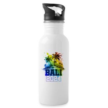 Bali 2024 Urlaub Palmen Bunt - Trinkflasche mit integriertem Trinkhalm - Weiß - Rechts