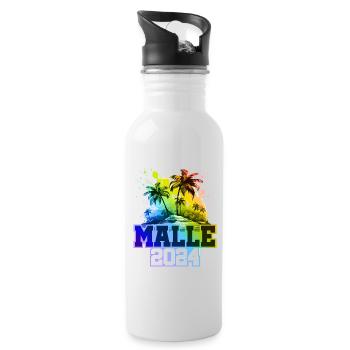 Malle 2024 Urlaub Palmen Bunt - Trinkflasche mit integriertem Trinkhalm - Weiß - Rechts