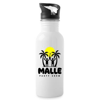 Malle Party Crew Mallorca Spruch - Trinkflasche mit integriertem Trinkhalm - Weiß - Rechts