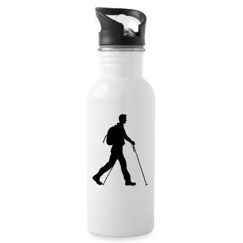 Nordic Walking Sport Silhouette - Water bottle with straw - white - Right
