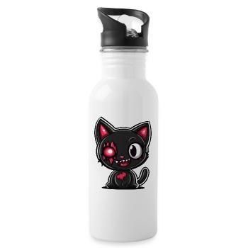 Cat Halloween Funny Baby - Water bottle with straw - white - Right