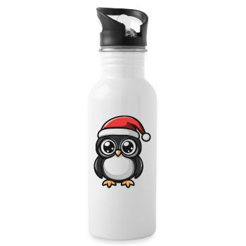 Eule Weihnachten Niedlich - Trinkflasche mit integriertem Trinkhalm - Weiß - Rechts