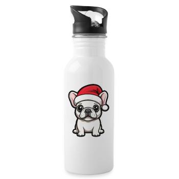 Buldog Français Chien Noël Mignon - Gourde avec paille intégrée - blanc - Droite