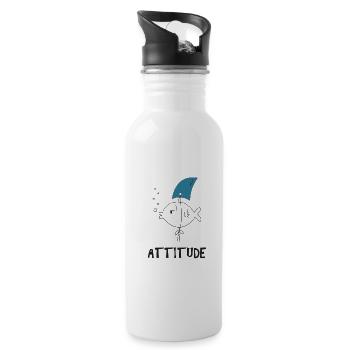 Poisson requin attitude positive fin poisson rouge - Gourde avec paille intégrée - blanc - Droite