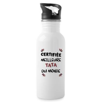 Certifiée meilleure tata du monde ! tata cadeau - Gourde avec paille intégrée - blanc - Droite