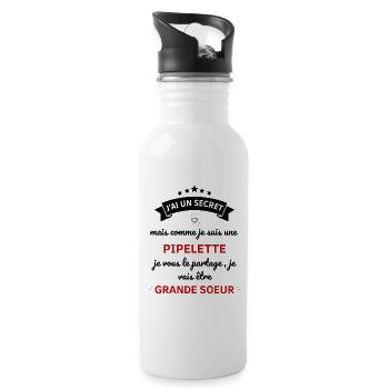 je suis une future pipelette grande soeur ! - Gourde avec paille intégrée - blanc - Droite