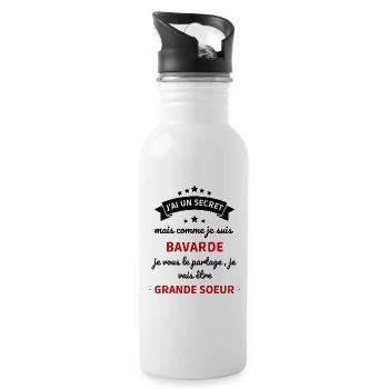 je suis bavarde et future grande soeur ! annonce - Gourde avec paille intégrée - blanc - Droite