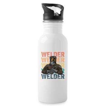 Welder Retro - Water bottle with straw - white - Right