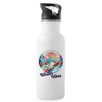 Winter Vibes | Winter | Skifahren | Illustration - Trinkflasche mit integriertem Trinkhalm - Weiß - Rechts