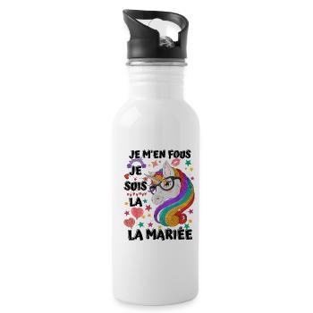 Couple mariage je m en fous je suis la mariée - Gourde avec paille intégrée - blanc - Droite