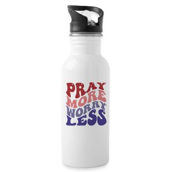 Priez plus Inquiétez-vous moins Priez Prière Verset biblique Jésus - Gourde avec paille intégrée - blanc - Droite