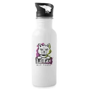 Cat Nope Blobs - Water bottle with straw - white - Right
