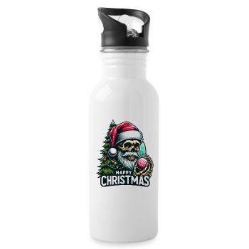 Weihnachtsmann Skull mit Christbaumkugel - Trinkflasche mit integriertem Trinkhalm - Weiß - Rechts