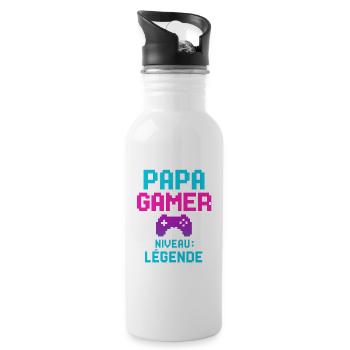 Papa GAMER Niveau : Légende cadeau fête des pères - Gourde avec paille intégrée - blanc - Droite