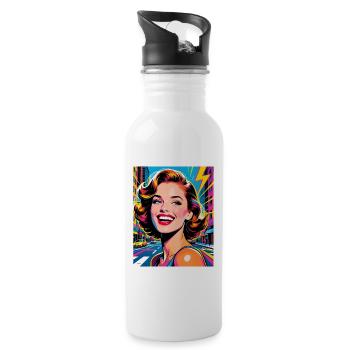 Pop Art Portrait 60s - Water bottle with straw - white - Right